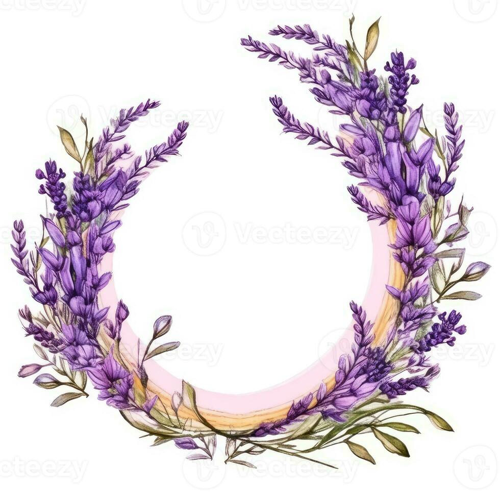 lavender Floral frame greeting card scrapbooking watercolor gentle illustration border wedding photo