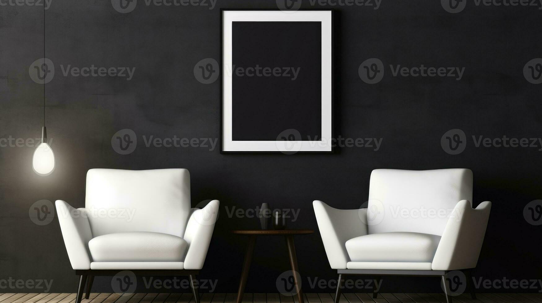 Blank empty frame poster mockup portfolio living room presentation furniture living room white photo