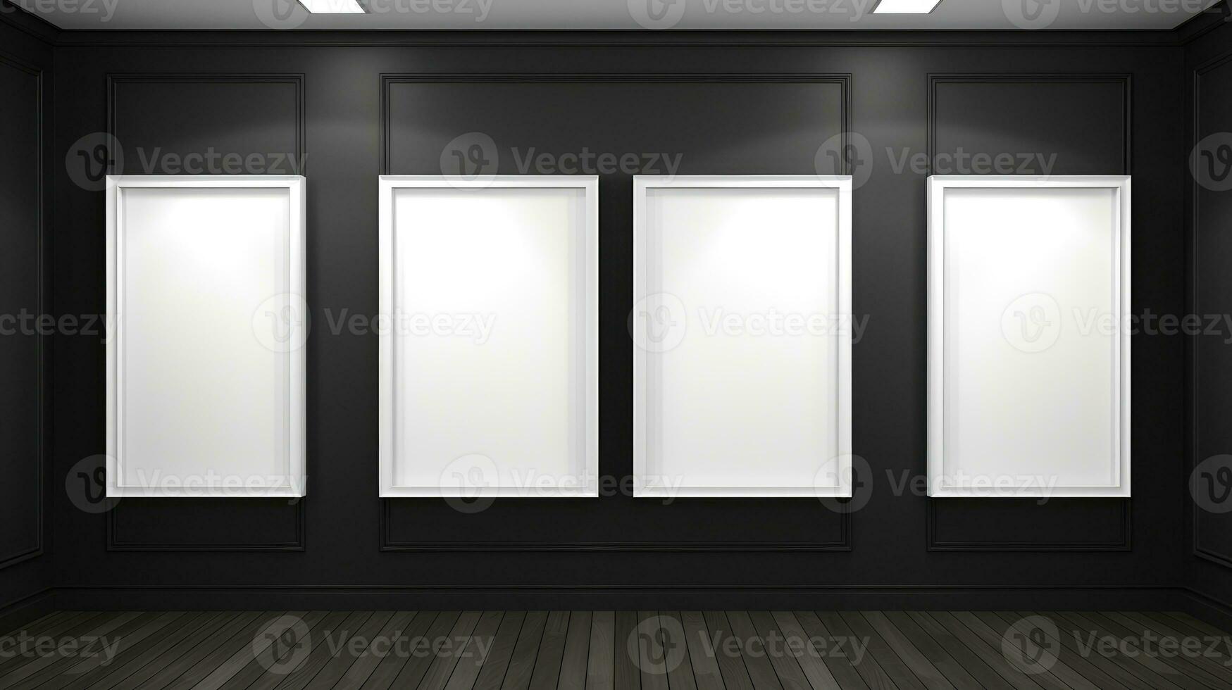 four Blank empty frame poster mockup portfolio living room presentation furniture living room photo