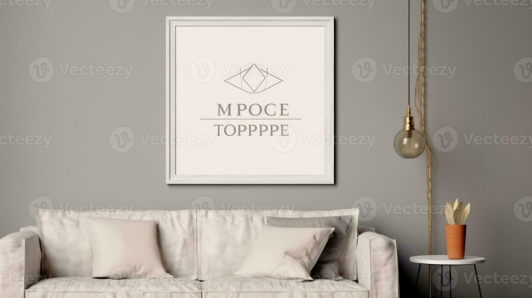 Blank empty frame poster mockup portfolio living room presentation furniture living room white photo