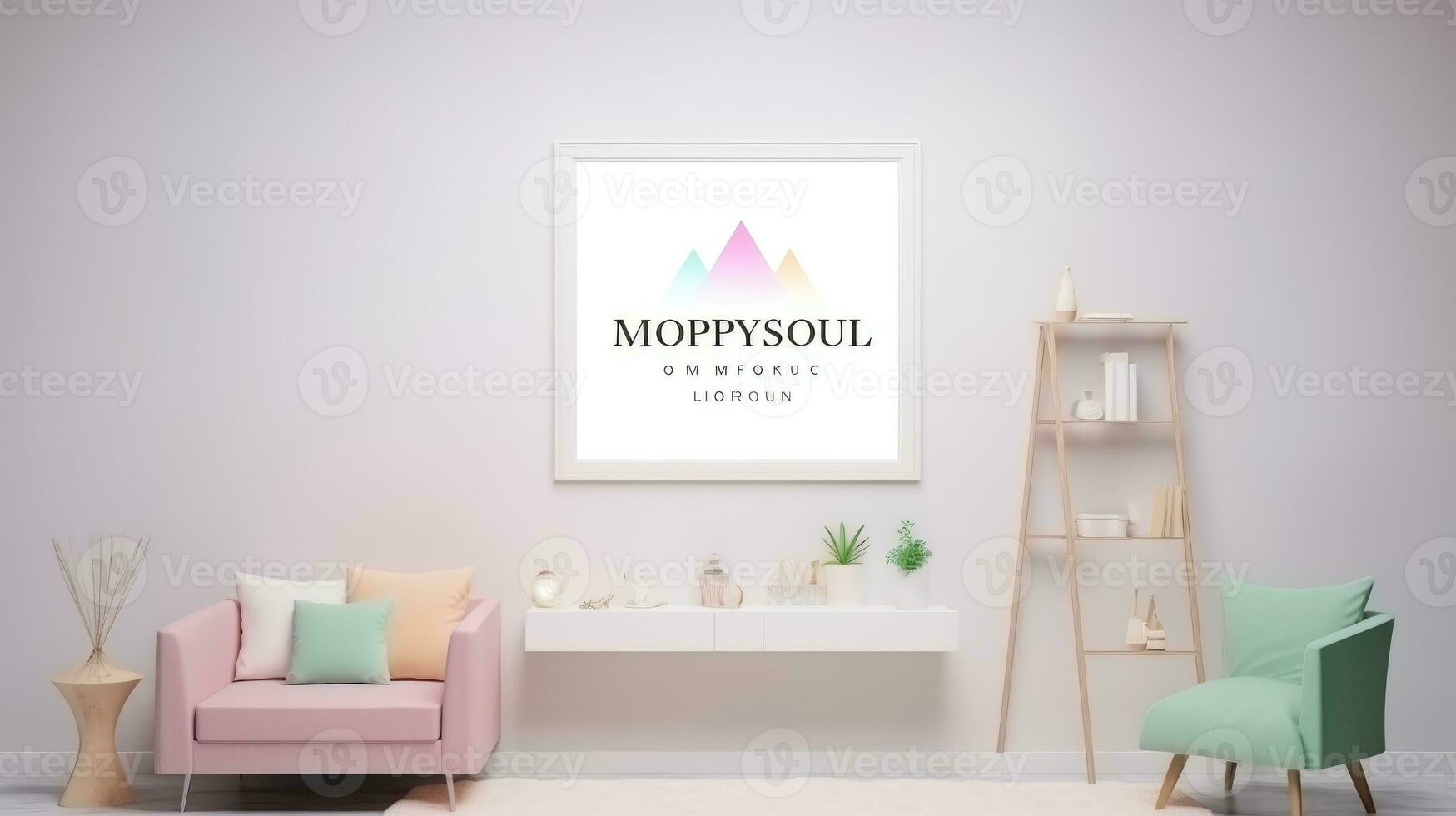 Blank empty frame poster mockup portfolio living room presentation furniture living room white photo