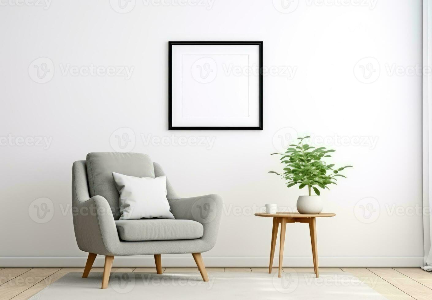 Blank empty frame poster mockup portfolio living room presentation furniture living room white photo