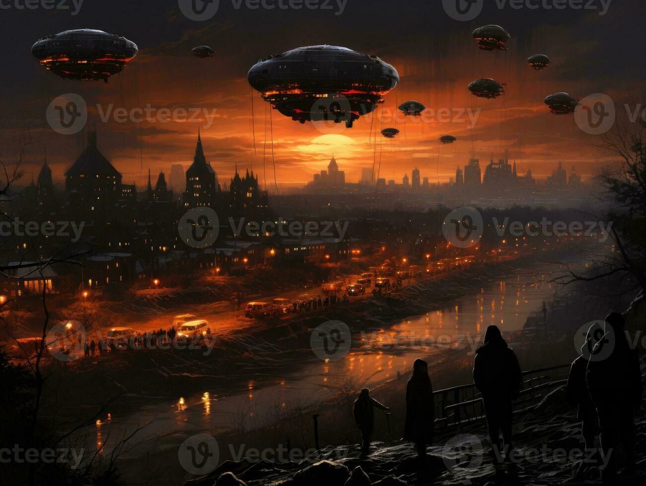 night city futuristic street landscape city mystic poster alien steampunk wallpaper fantastic photo