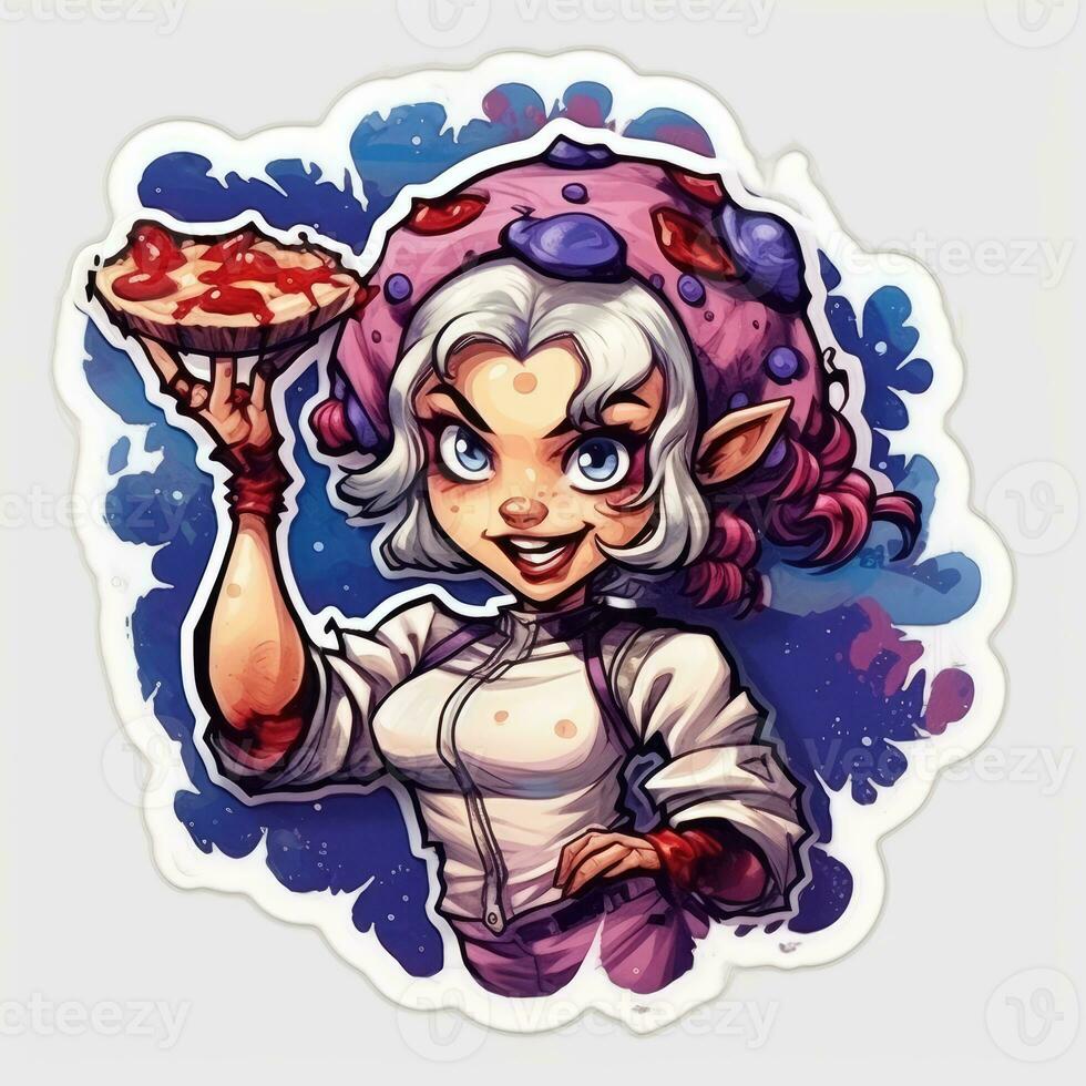 blueberry pie tattoo sticker illustration Halloween scary creepy horror crazy devil photo