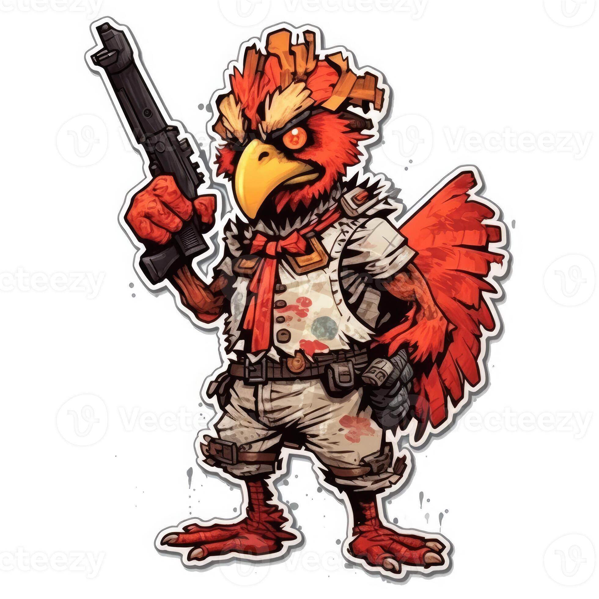 chicken gun tattoo sticker illustration Halloween scary creepy horror crazy  devil 30036017 Stock Photo at Vecteezy