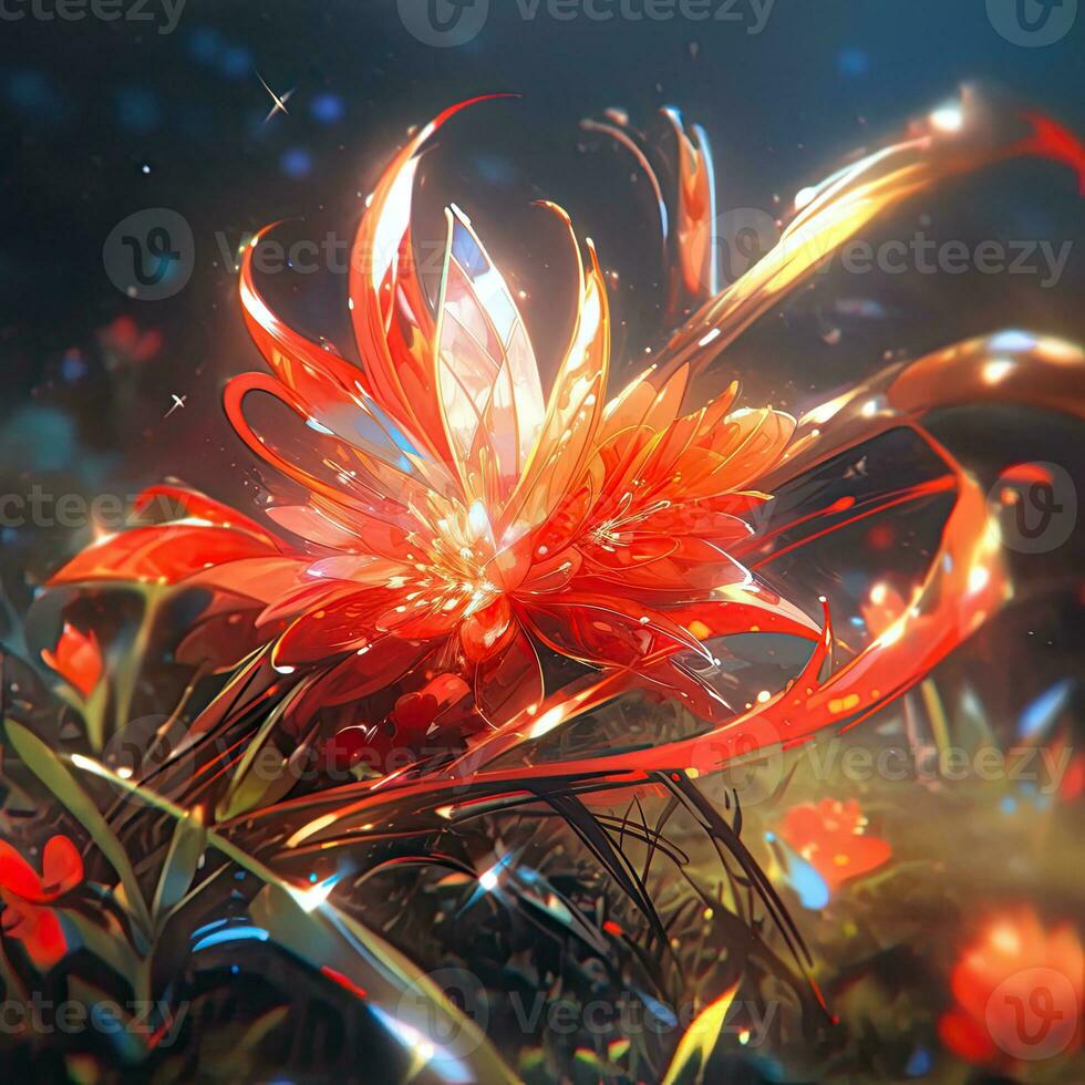 flower anime futuristic illustration mystical fantasy art glowing digital photo