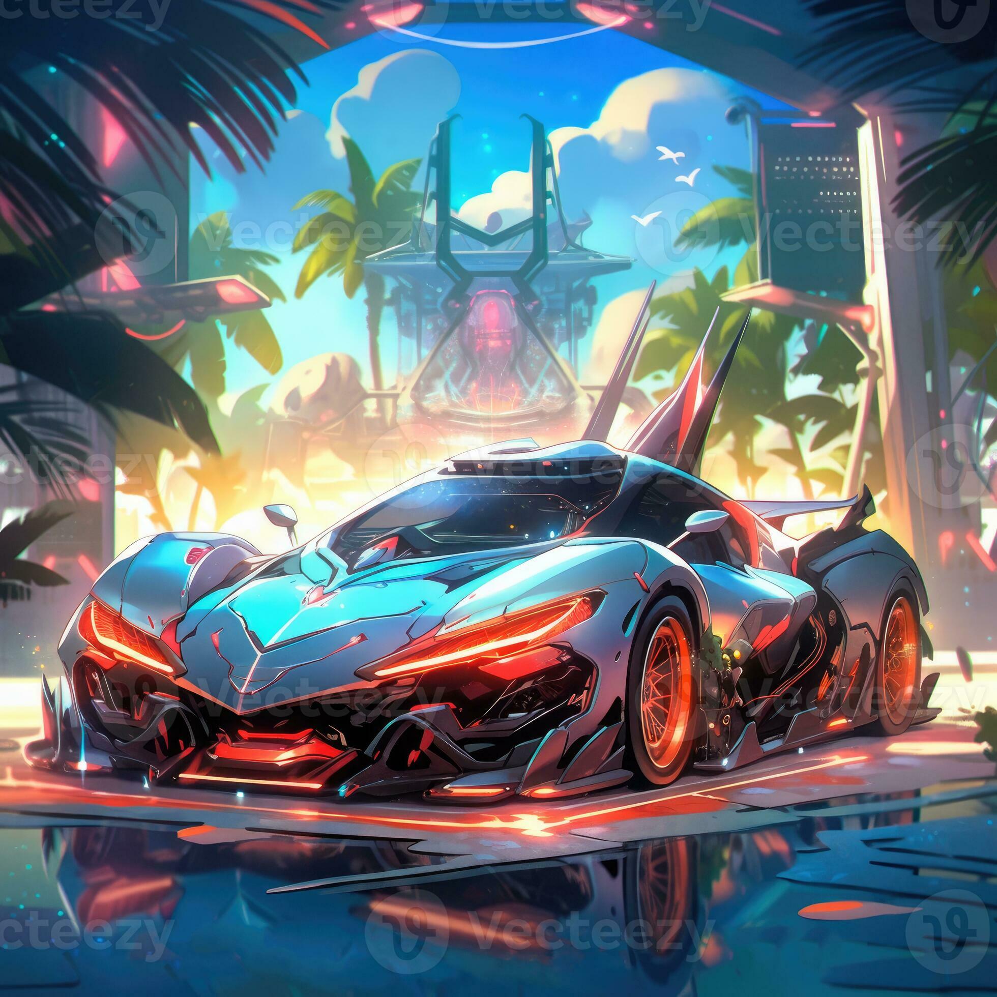 hyper car auto anime futuristic illustration mystical fantasy art glowing  digital 30036030 Stock Photo at Vecteezy