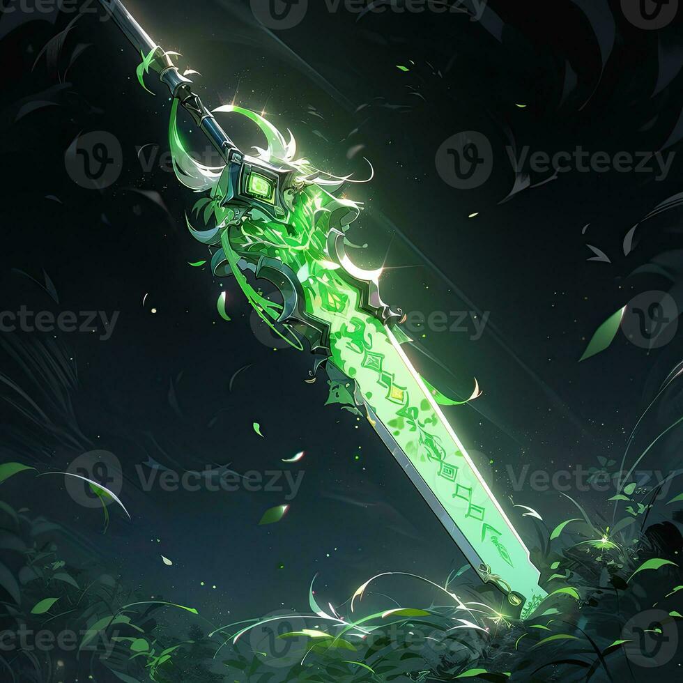 sword katana concept anime futuristic illustration mystical fantasy art glowing digital photo