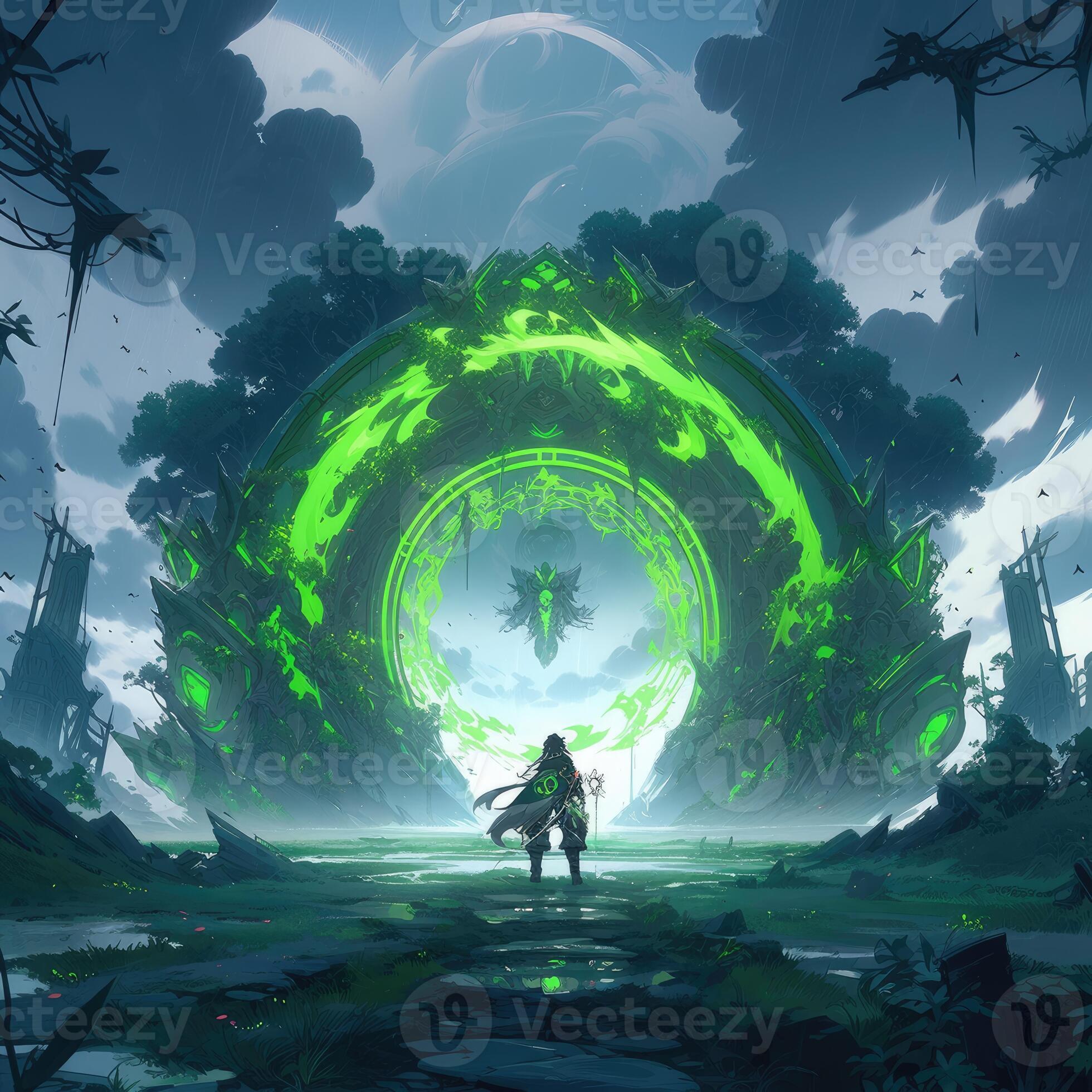 portal gate landscape anime futuristic illustration mystical fantasy art  glowing digital 30036095 Stock Photo at Vecteezy