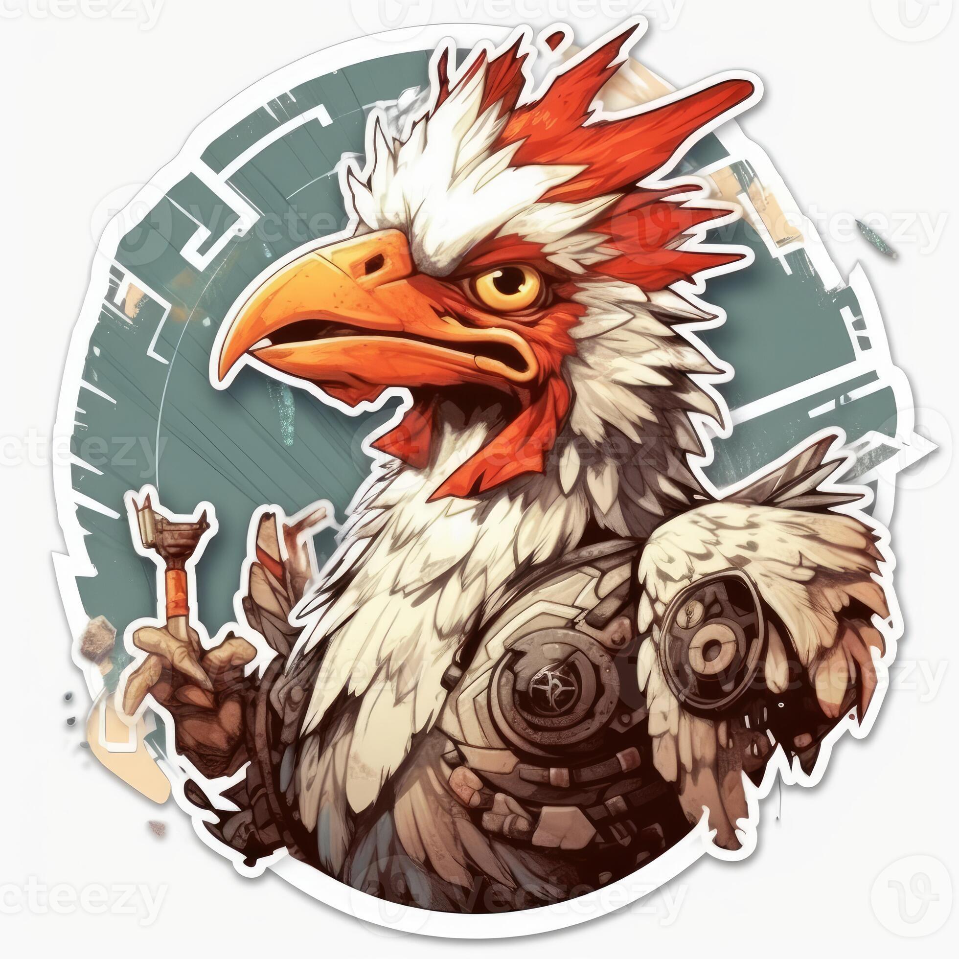 Premium AI Image  chicken gun tattoo sticker illustration Halloween scary  creepy horror crazy devil