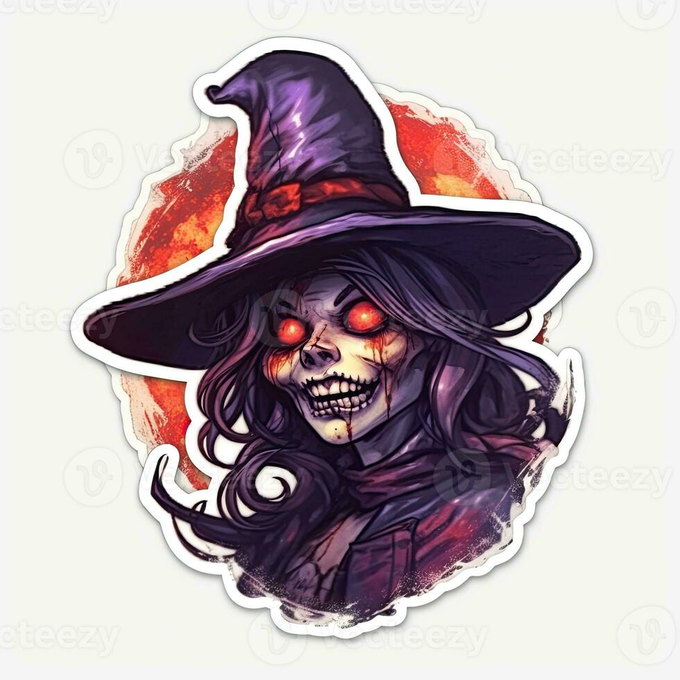 witch crazy tattoo sticker illustration Halloween scary creepy horror crazy devil photo