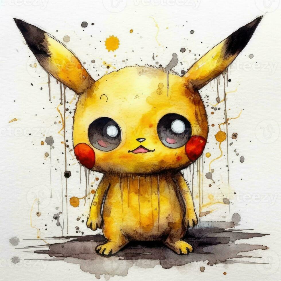 loco Pikachu bosquejo caricatura carrera garabatear ilustración vector mano dibujado mascota clipart foto