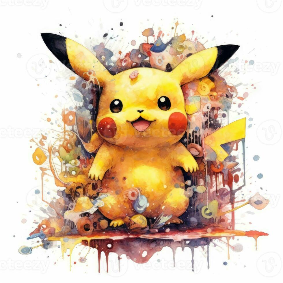 loco Pikachu bosquejo caricatura carrera garabatear ilustración vector mano dibujado mascota clipart foto