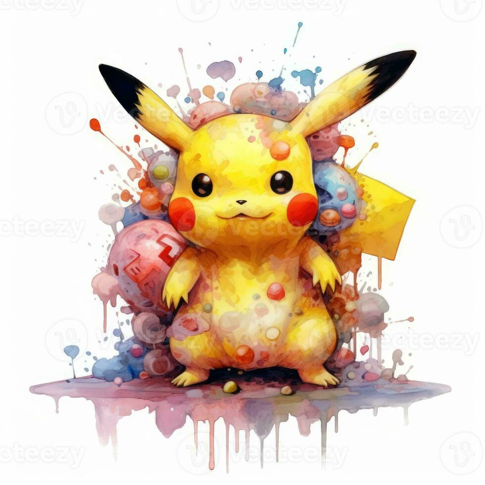 crazy pikachu sketch caricature stroke doodle illustration vector hand drawn mascot clipart photo