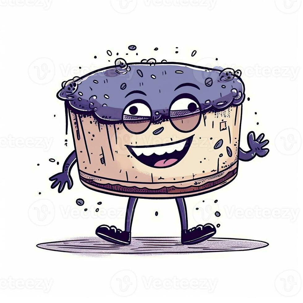 crazy blueberry pie sketch caricature stroke doodle illustration vector hand mascot clipart photo
