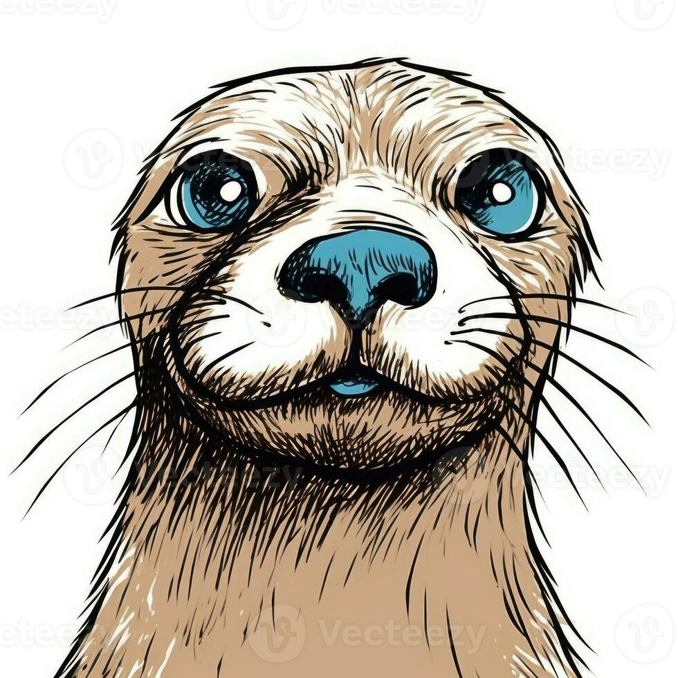 cute otter sketch caricature stroke doodle illustration vector hand drawn mascot clipart photo