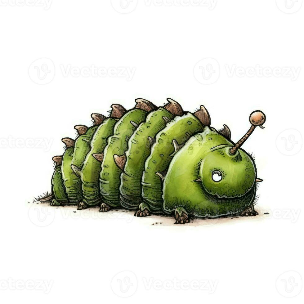 crazy caterpillar sketch caricature stroke doodle illustration vector hand drawn mascot clipart photo