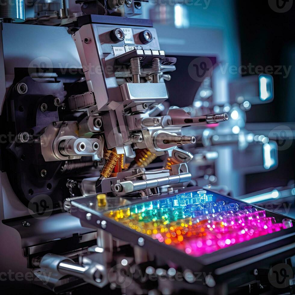remote control Factory workspace machine robot production mechanic conveyor photo close