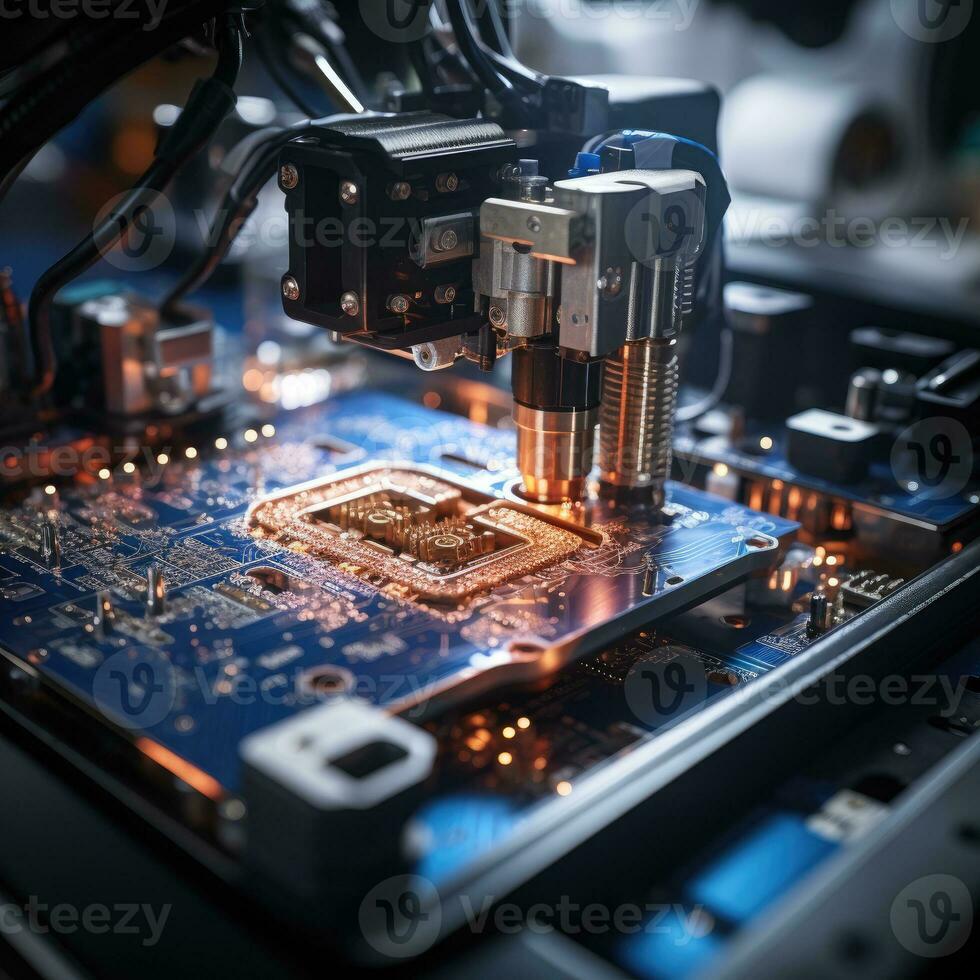 microelectronics chip Factory workspace machine robot production mechanic conveyor photo