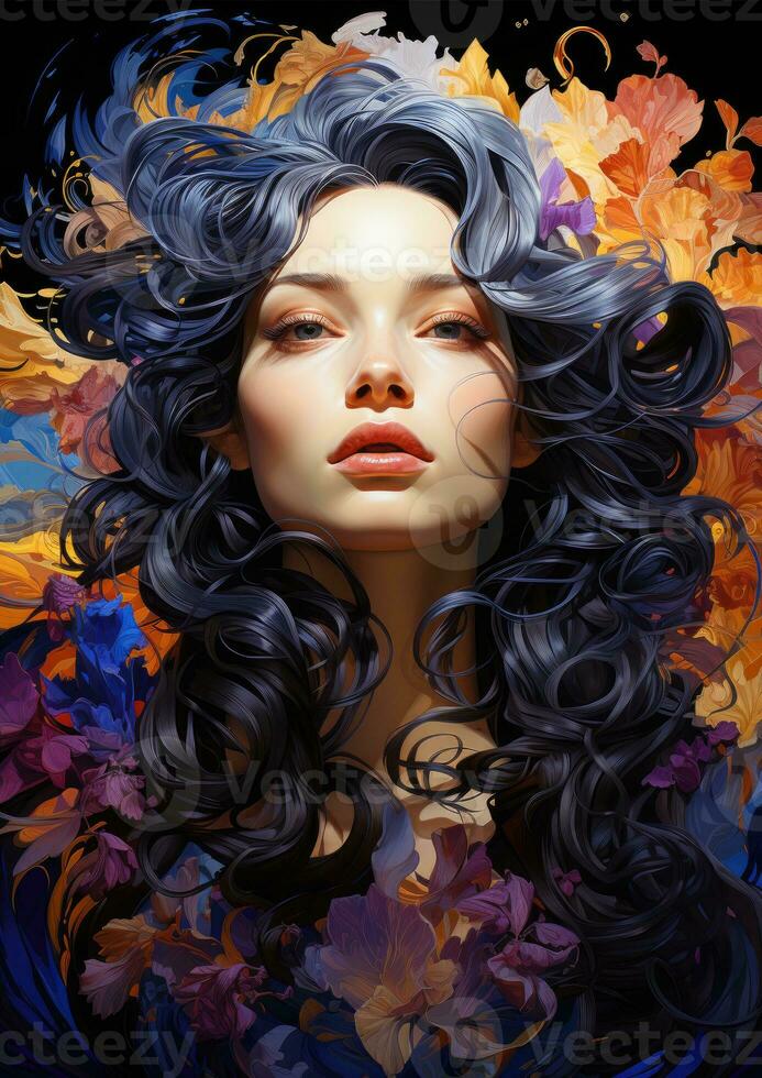 pretty woman portrait fantasy illustration tattoo vogue glamour magic elegance model photo