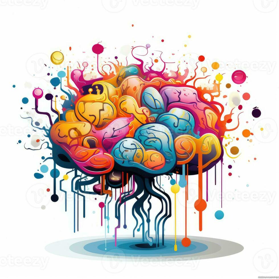 knowledge brain playful illustration sketch collage expressive artwork clipart painting photo