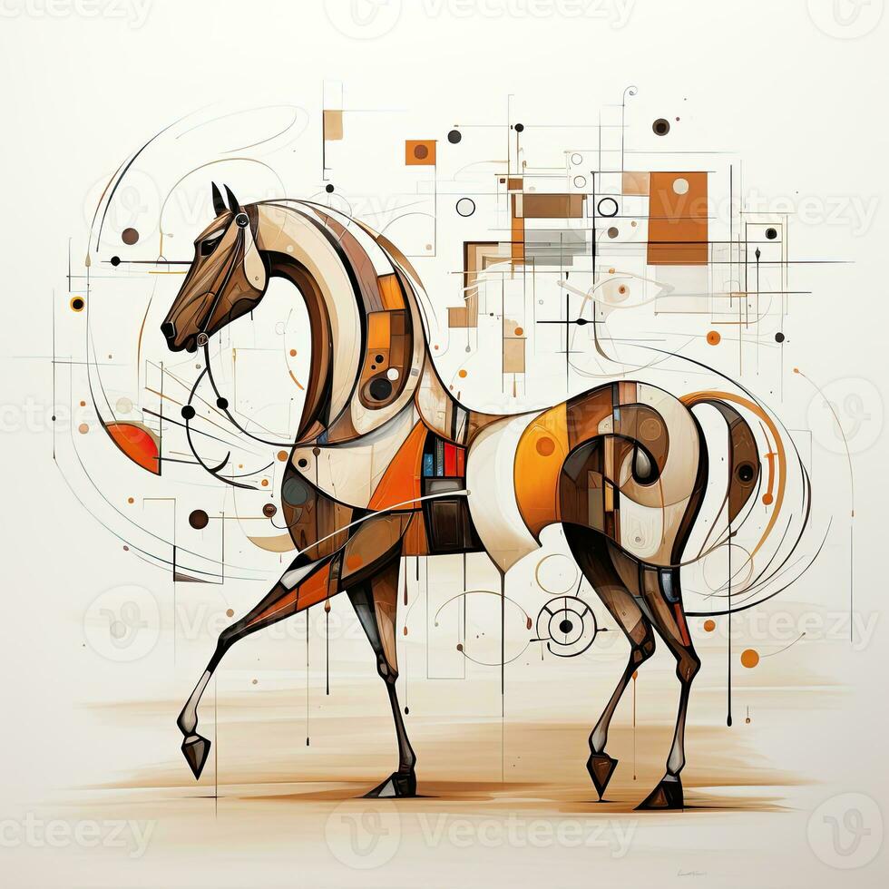 caballo semental resumen caricatura surrealista juguetón pintura ilustración tatuaje geometría pintura foto