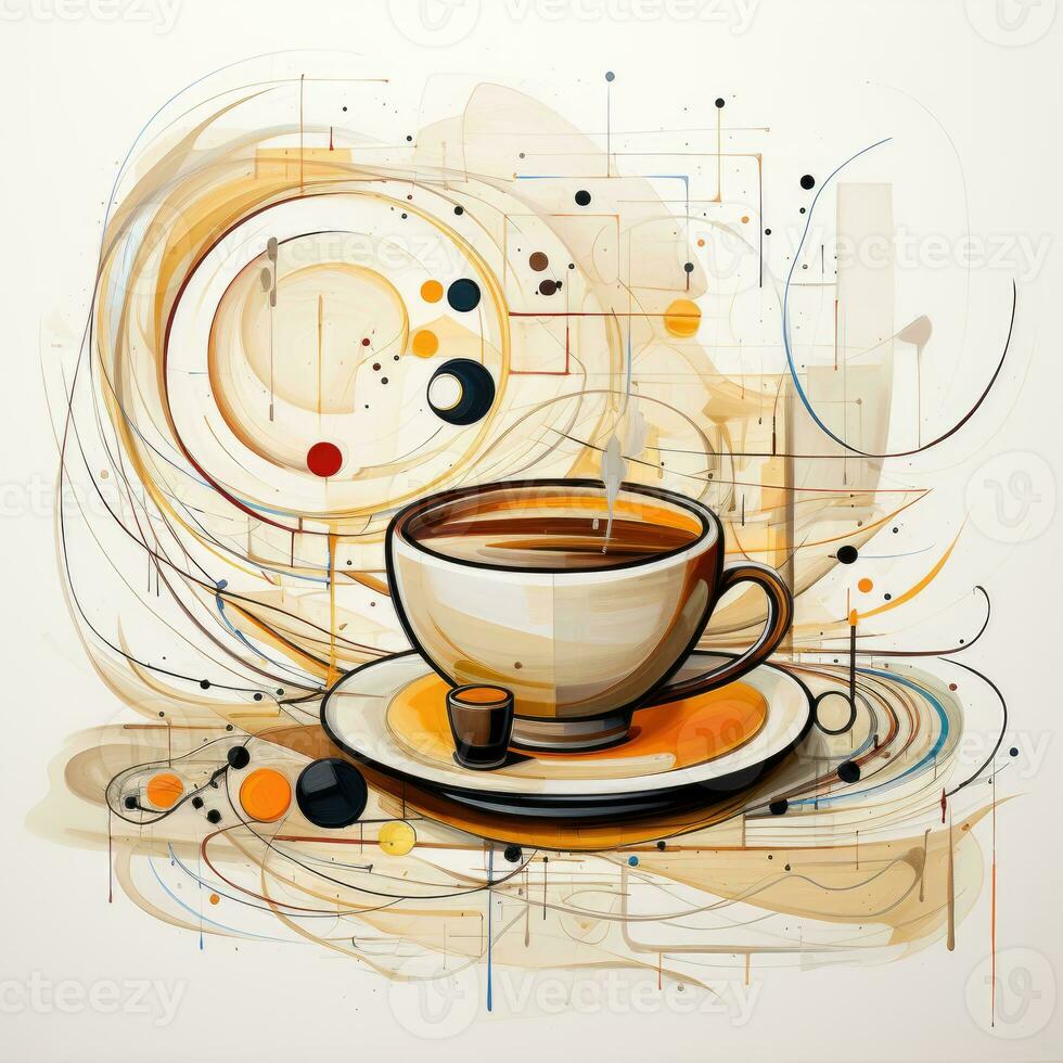 café taza logo resumen caricatura surrealista juguetón pintura ilustración tatuaje geometría moderno foto