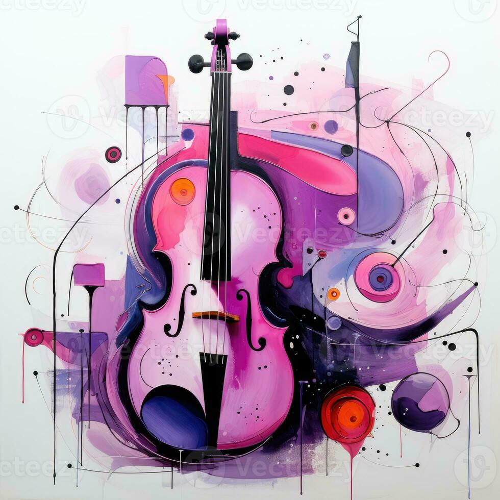 violonchelo violín resumen caricatura surrealista juguetón pintura ilustración tatuaje geometría moderno foto
