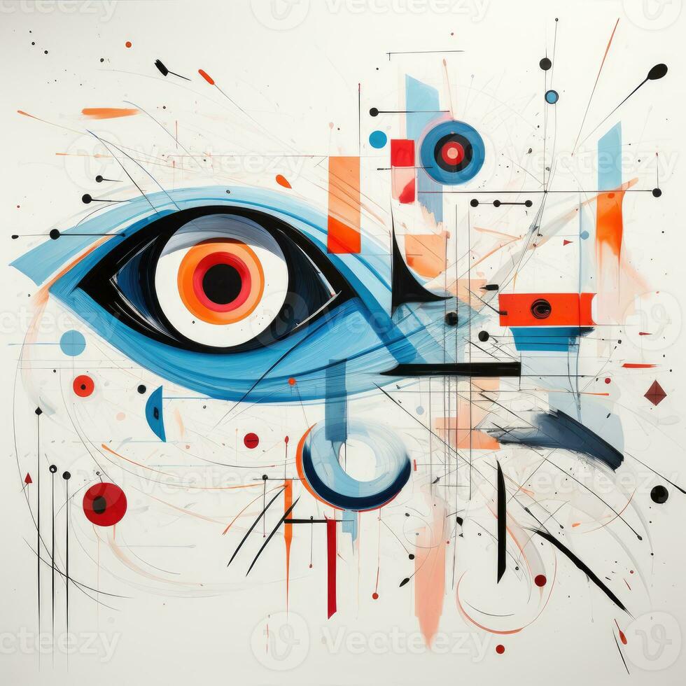 ojo resumen caricatura surrealista juguetón pintura ilustración tatuaje geometría pintura moderno foto