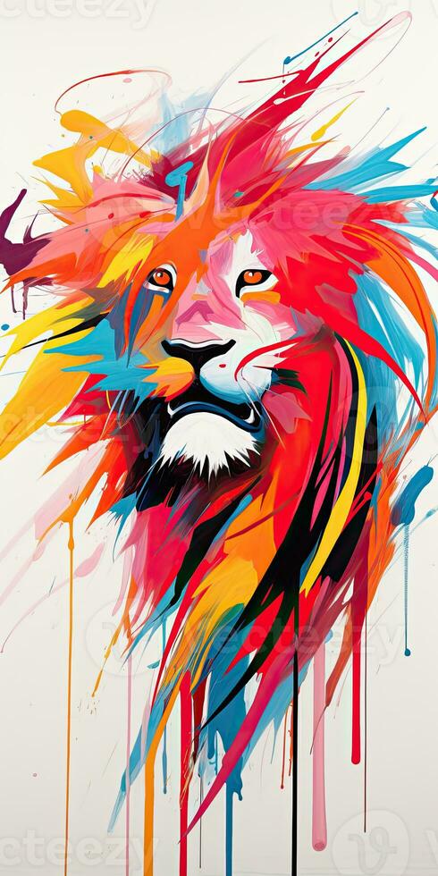 lion king Abstract modern art painting collage canvas expression illustration artwork photo