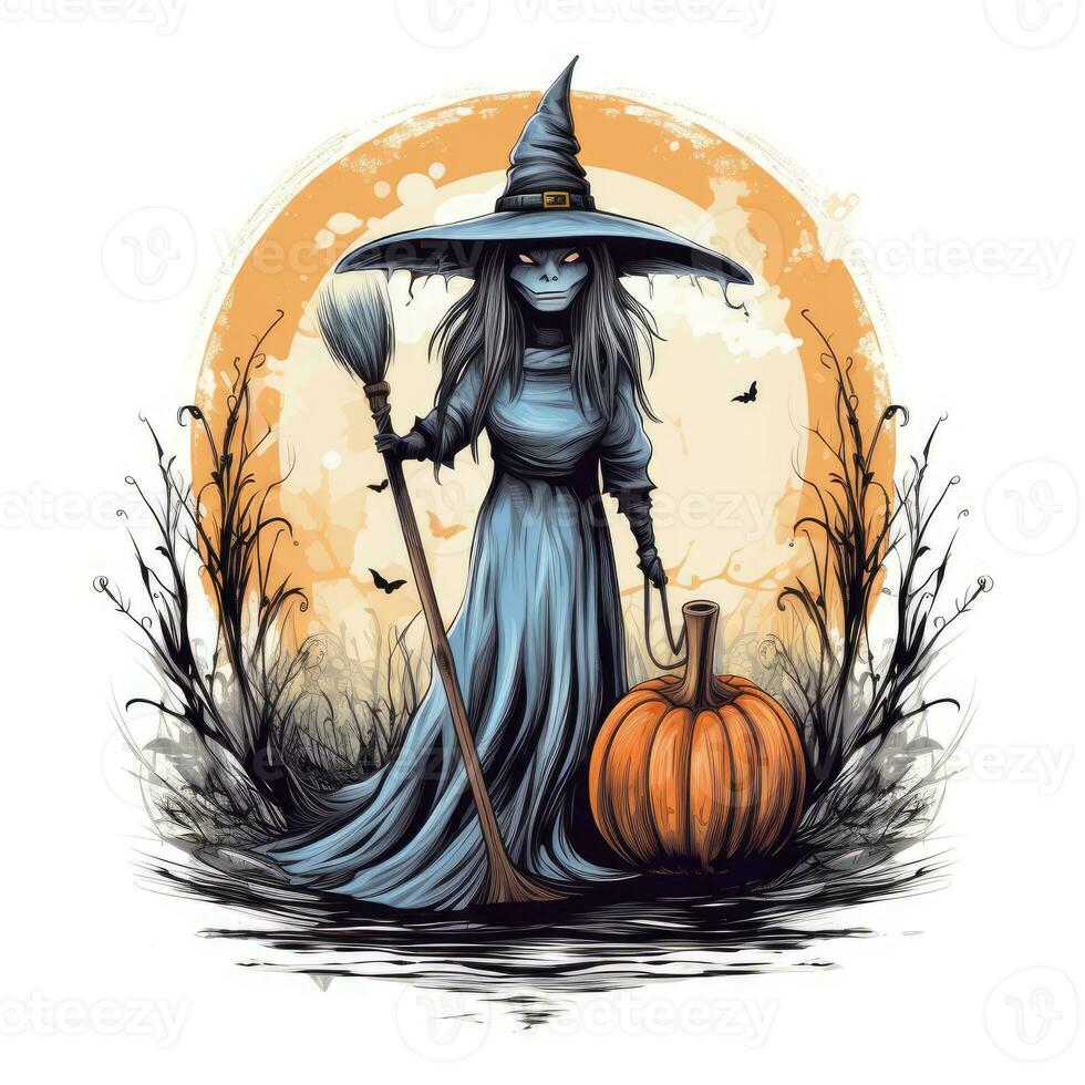 witch sorceress Halloween illustration monster creepy horror isolated vector clipart cute photo