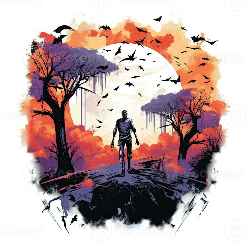 walking dead zombie Halloween illustration monster creepy horror isolated vector clipart cute photo