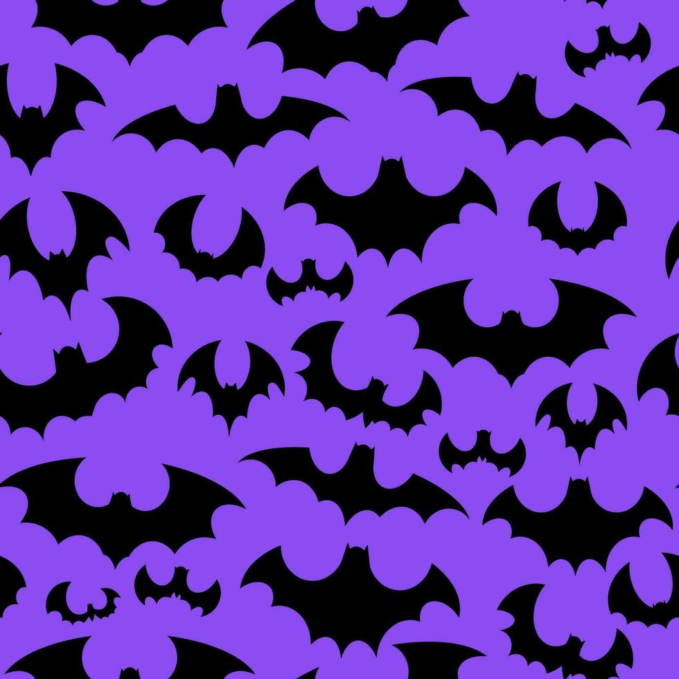 Seamless pattern of black silhouettes of bats vector