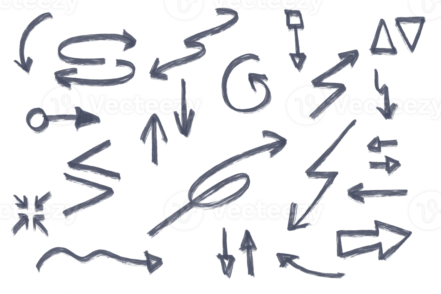 Icon set of scribble hand drawn arrow set isolated png