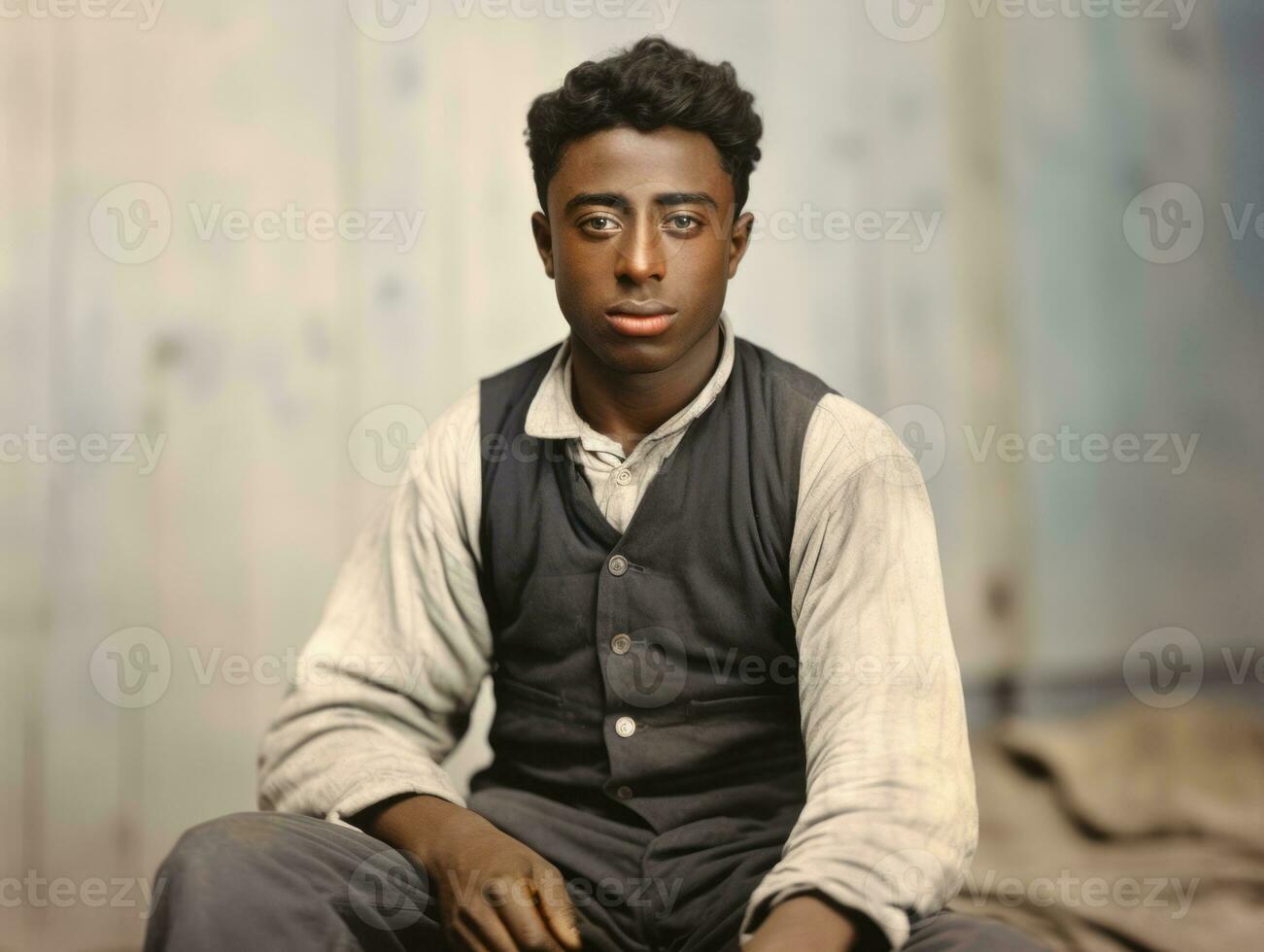 African american man from the early 1900s colored old photo AI Generative