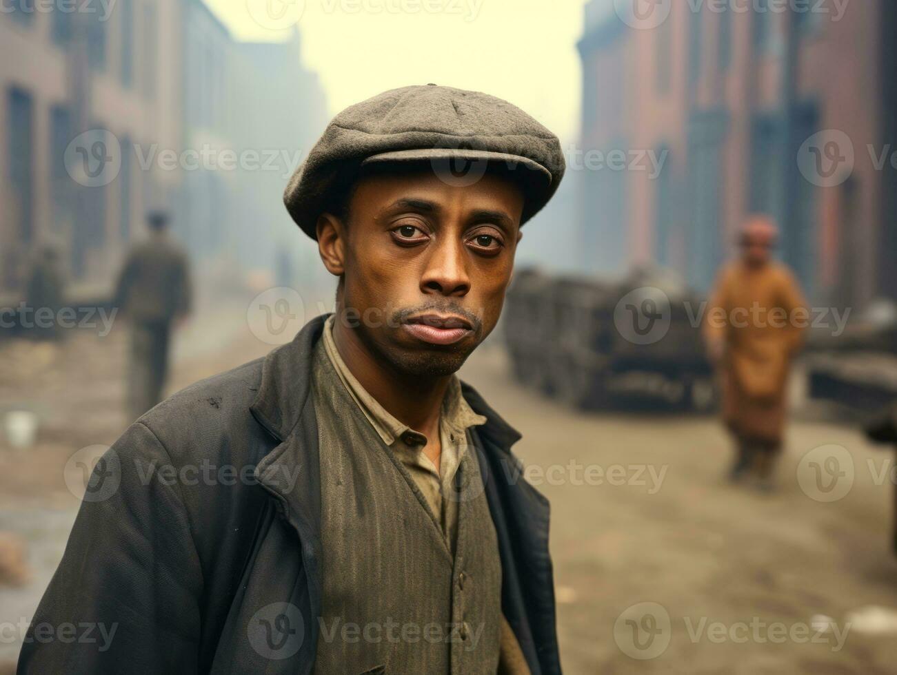 African american man from the early 1900s colored old photo AI Generative