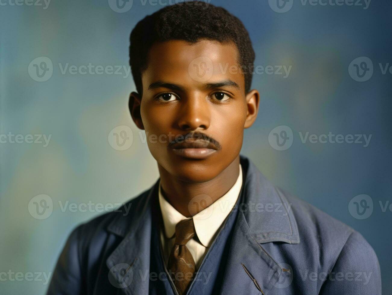 africano americano hombre desde el temprano 1900 de colores antiguo foto ai generativo