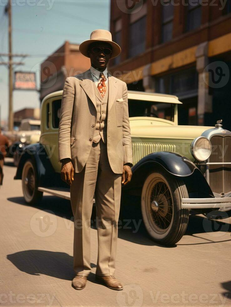 African american man from the early 1900s colored old photo AI Generative