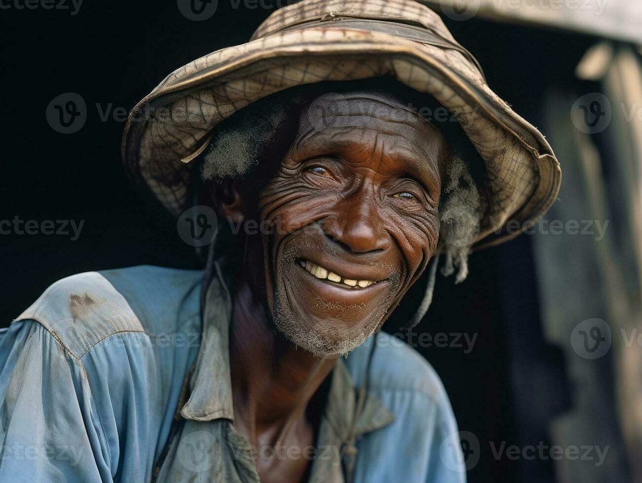 African american man from the early 1900s colored old photo AI Generative