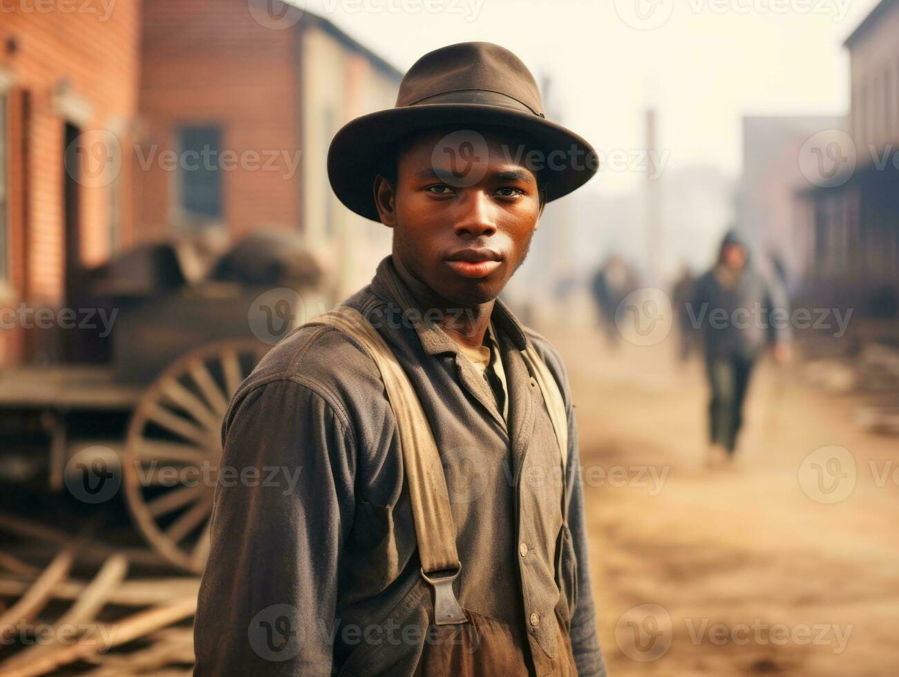 African american man from the early 1900s colored old photo AI Generative