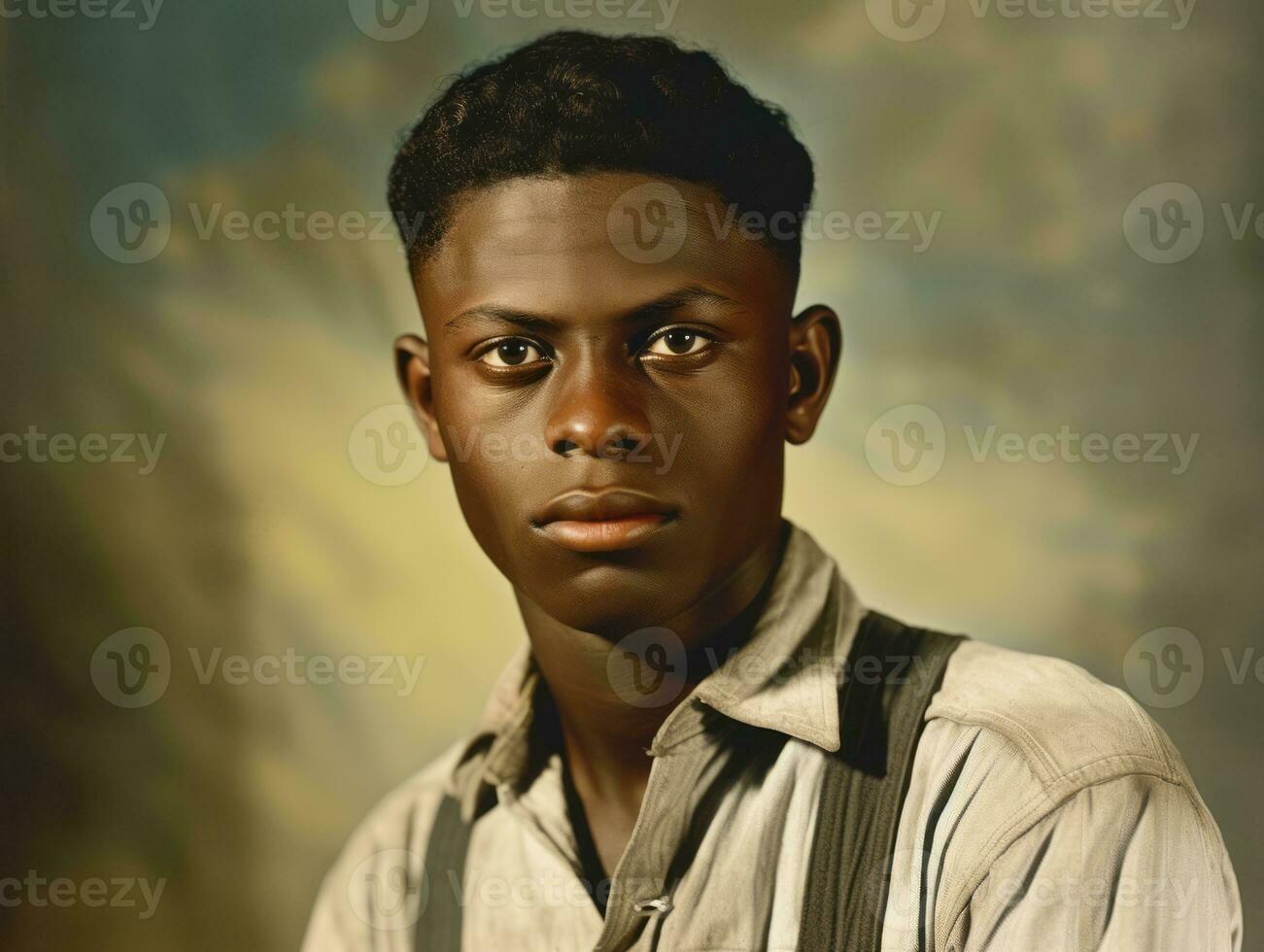 African american man from the early 1900s colored old photo AI Generative