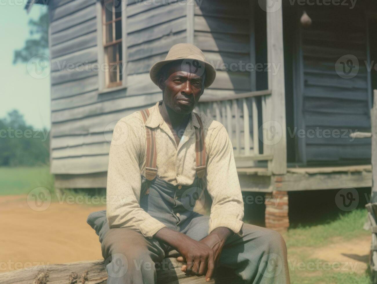 africano americano hombre desde el temprano 1900 de colores antiguo foto ai generativo