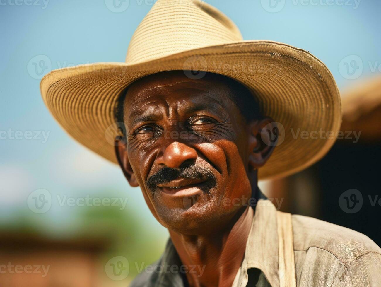 African american man from the early 1900s colored old photo AI Generative