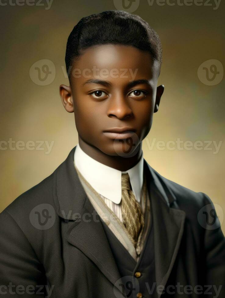 African american man from the early 1900s colored old photo AI Generative