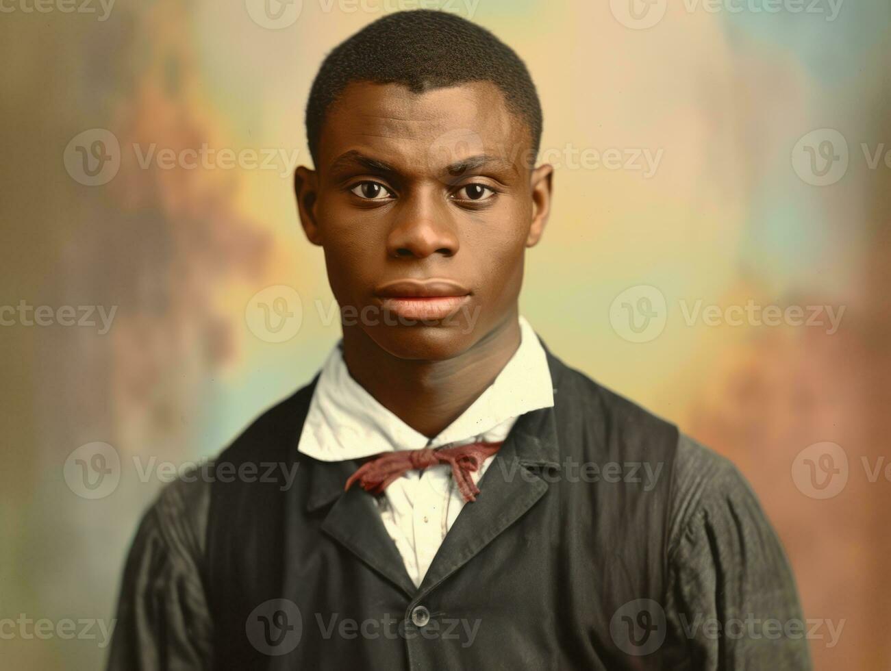 African american man from the early 1900s colored old photo AI Generative