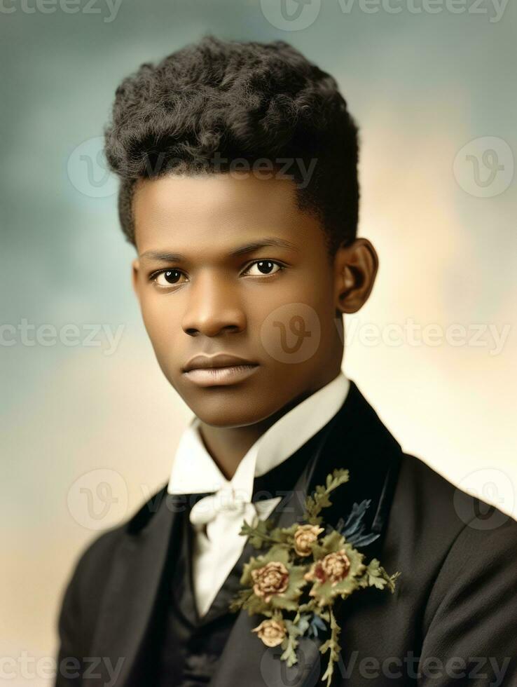 African american man from the early 1900s colored old photo AI Generative