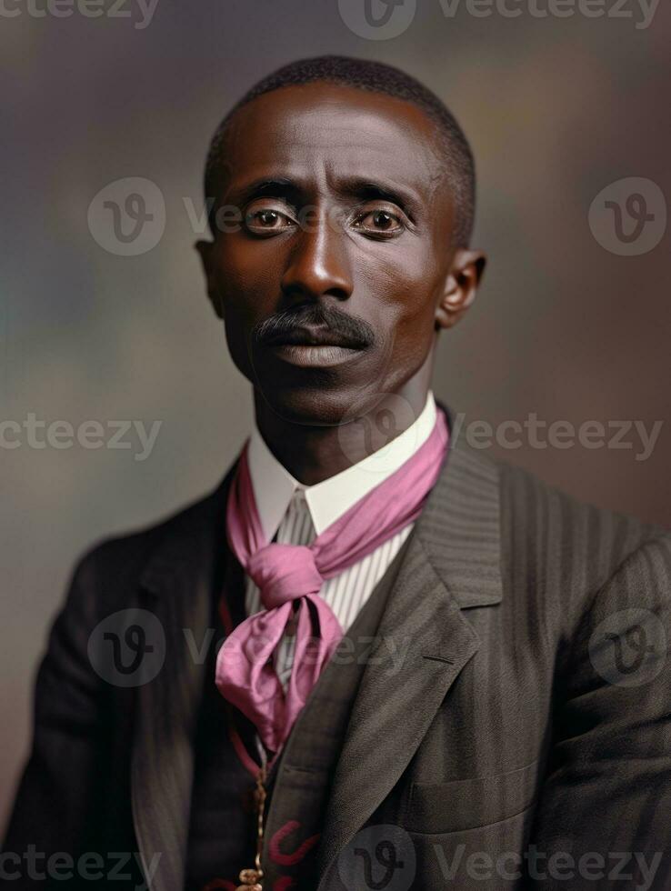 African american man from the early 1900s colored old photo AI Generative