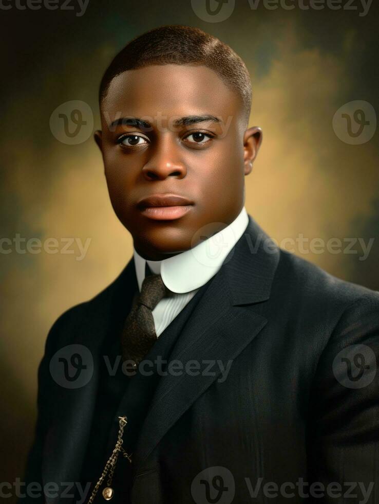 African american man from the early 1900s colored old photo AI Generative