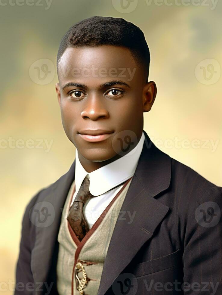 African american man from the early 1900s colored old photo AI Generative