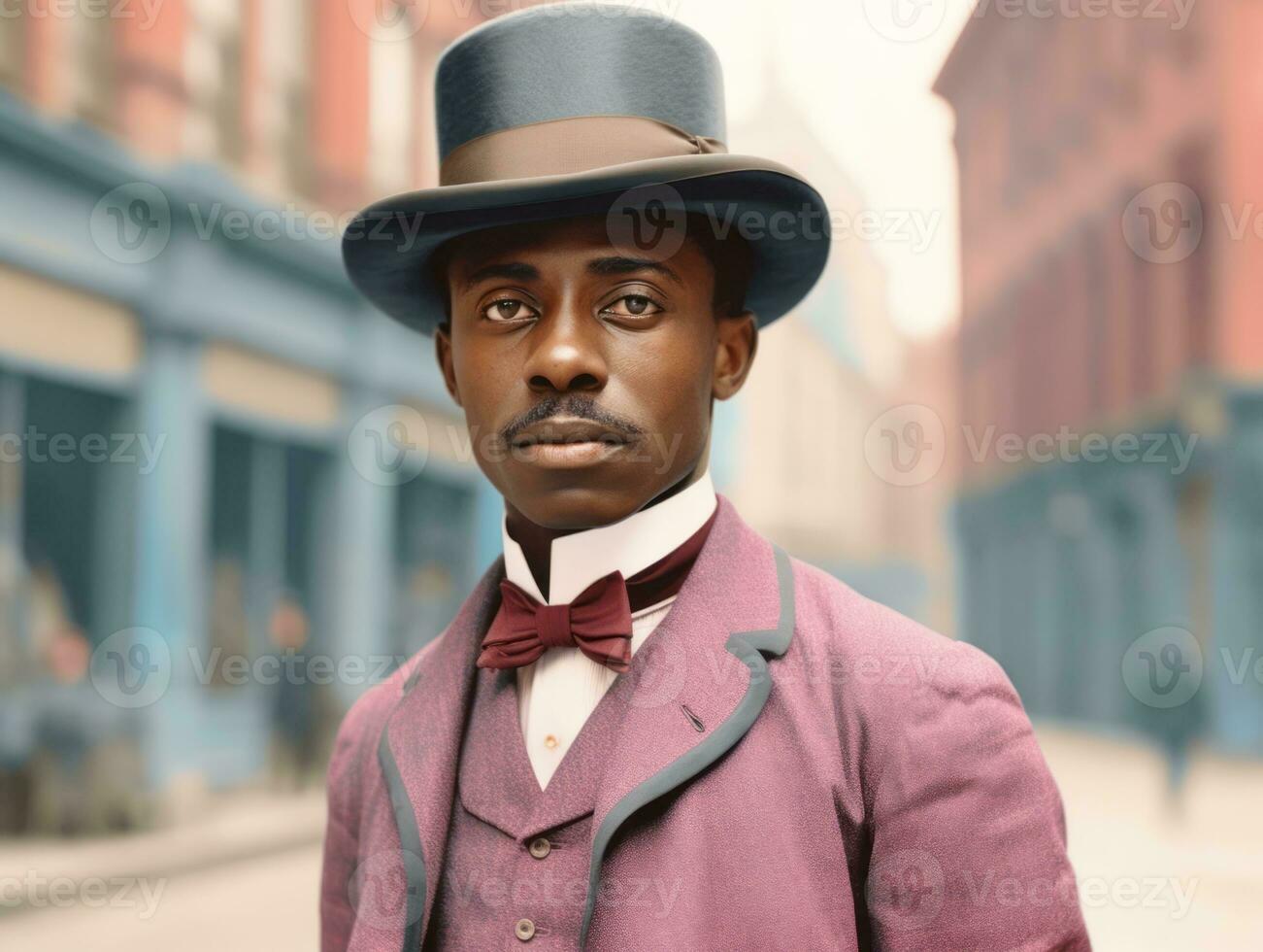 African american man from the early 1900s colored old photo AI Generative